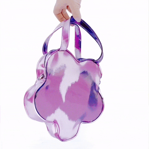Pink Cow Lenticular Flower Plush Handbag