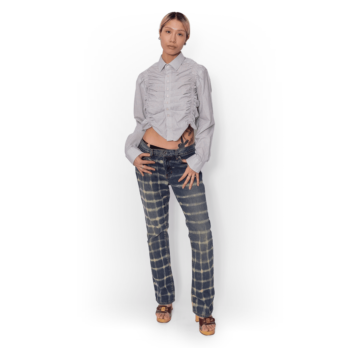 graph paper dress shirt YOKE for Graphpaper PIGMENT DYED REGULAR SHIRT