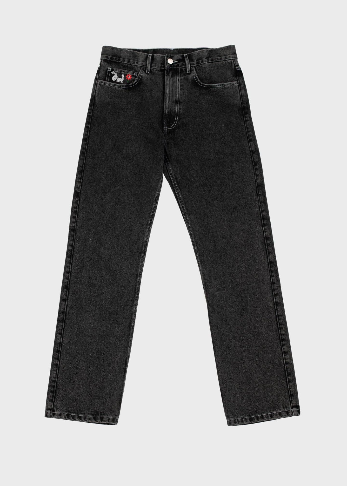Saturday Night Beaver Jeans (Washed Black) – Congruent Space *₊˚⁎*₊