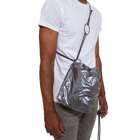 Silver Nylon Puffer Bag