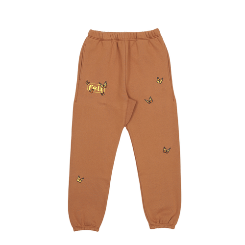 Butterfly Embroidered Sweatpants (Bark)