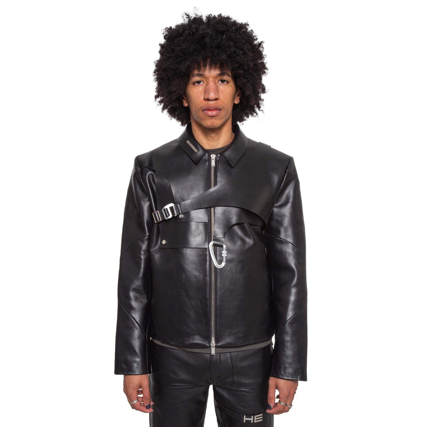 Layered Leather Jacket-Heliot Emil
