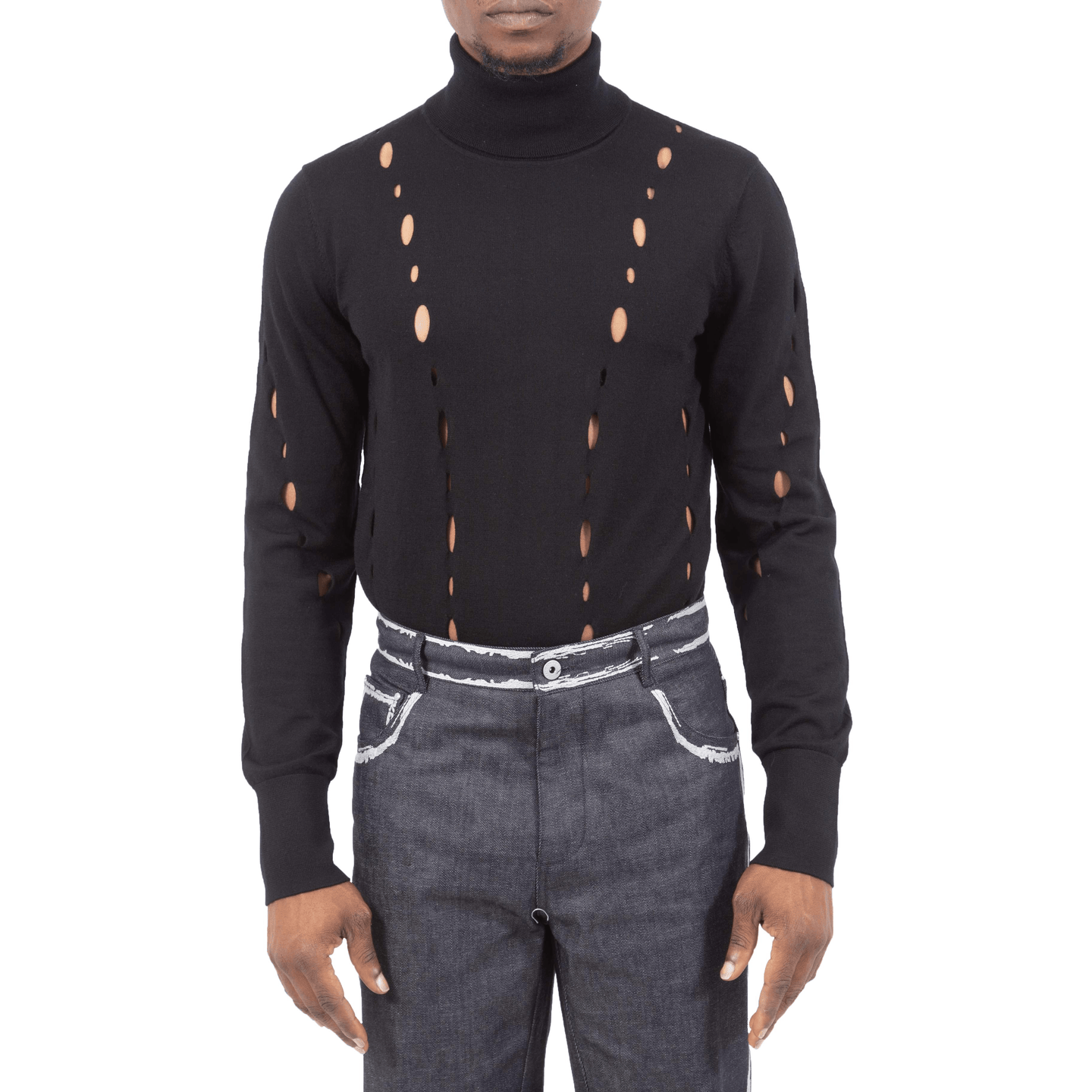 Lace-Hole Turtleneck Sweater-Feng Chen Wang