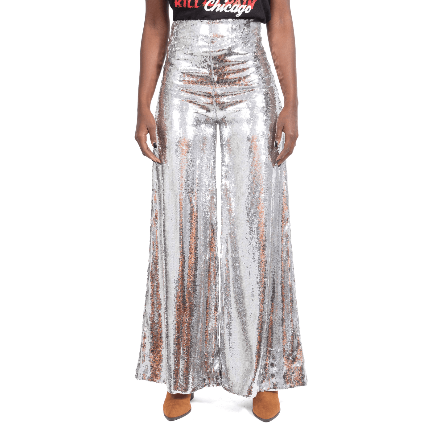 GLIMPSE OF MAGIC RELAXED METALLIC PANT in SILVER