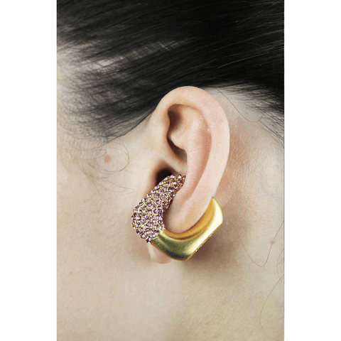 GCDS Strass Ear Cuff (Gold/Pink)-GCDS