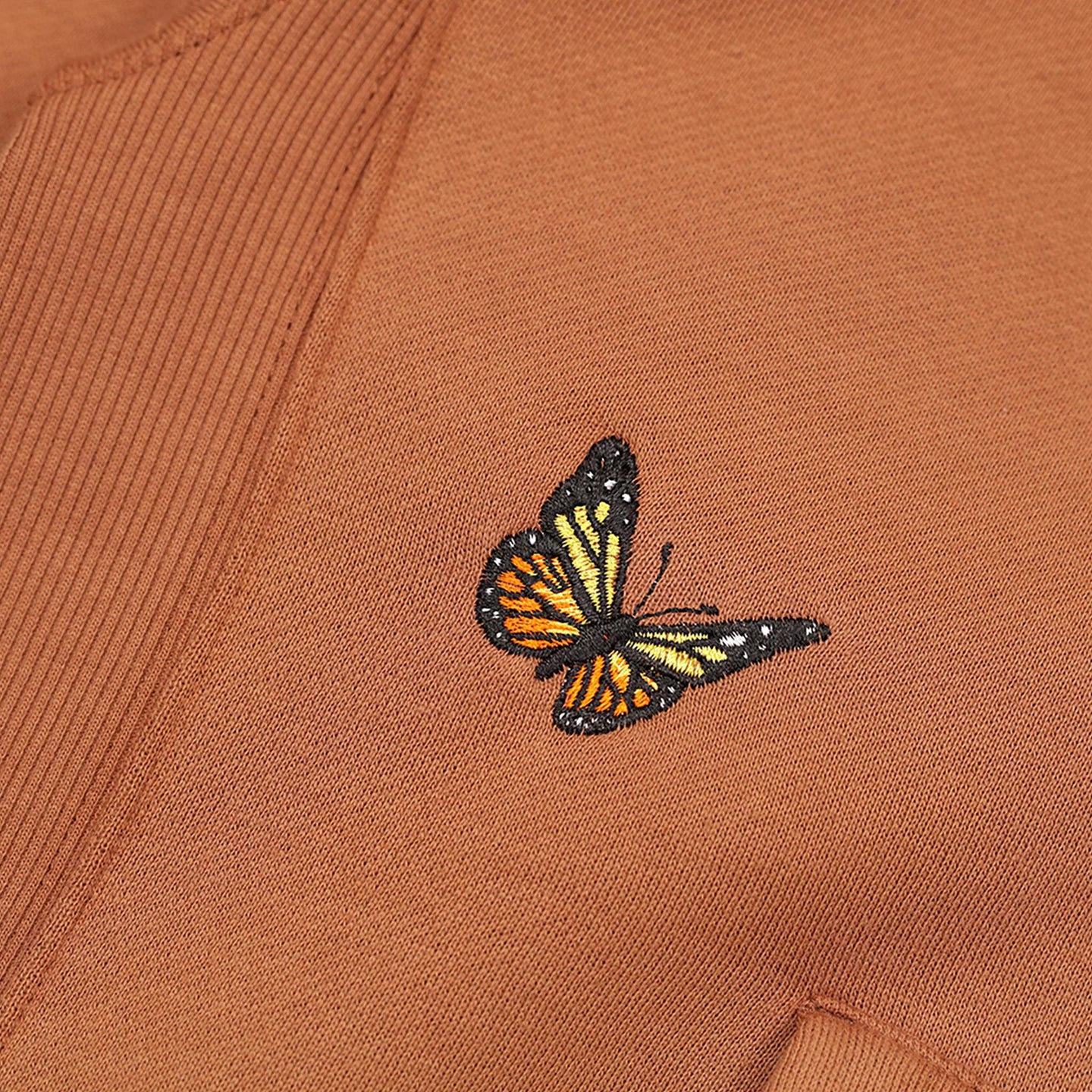 Butterfly Embroidered Hoodie (Bark) – Congruent Space *₊˚⁎*₊