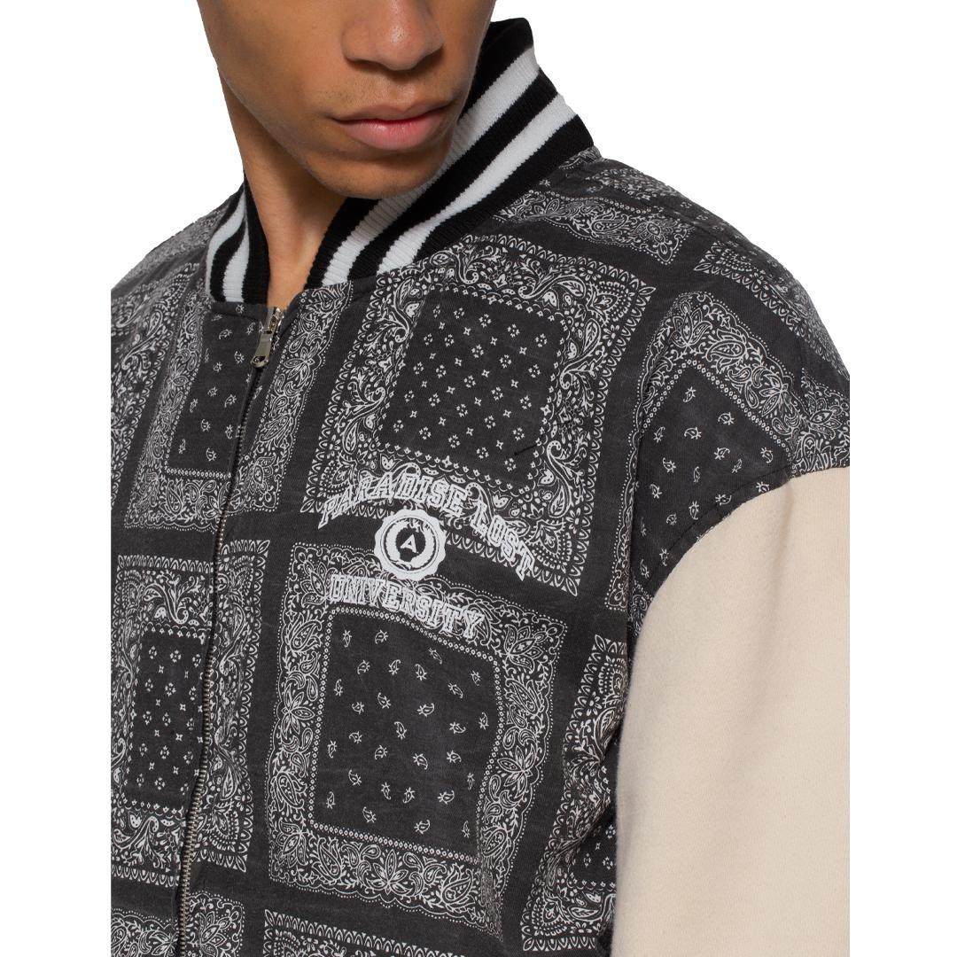 PLU Varsity Jacket (Black Paisley) – Congruent Space *₊˚⁎*₊