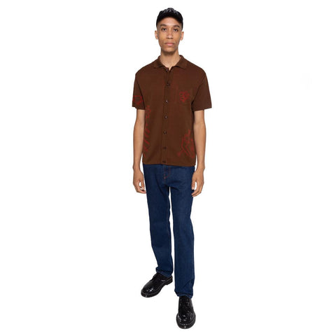 Upside Down Knitted Shirt (Brown)